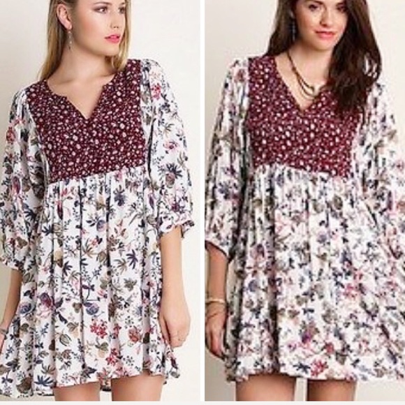 Umgee Dresses & Skirts - Umgee boho peasant tunic mini dress